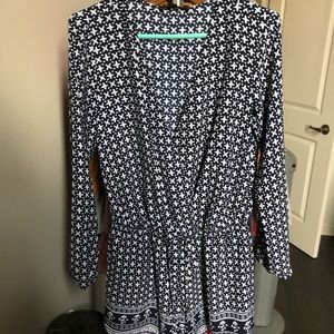 Blue and white jumpsuit